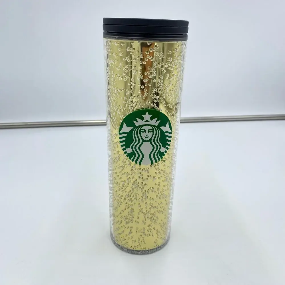 Starbucks Gold & Black Bubble Tumbler 16 Oz